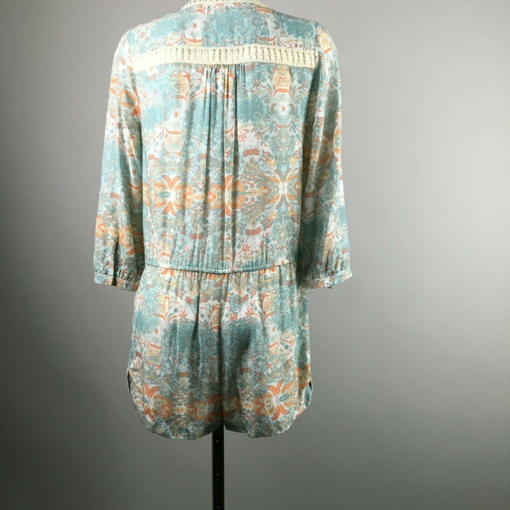 🌈Intermix Blue Paisley Lace Trim Print Romper - Picture 7 of 7